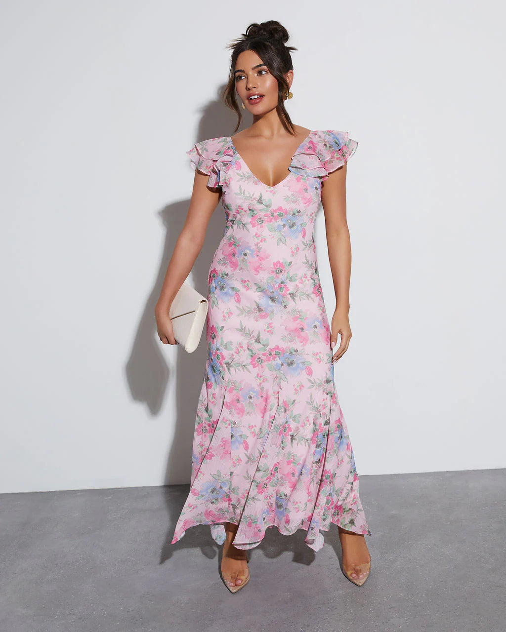 Orchard Floral Ruffle Sleeve Maxi Dress