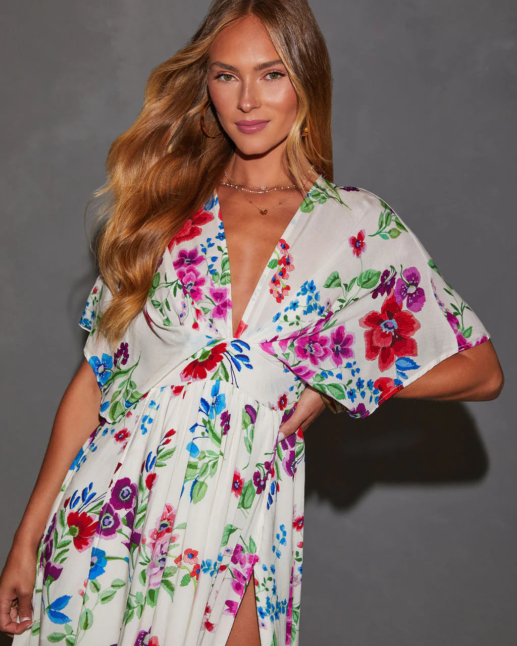 Catrina Kimono Floral Midi Dress