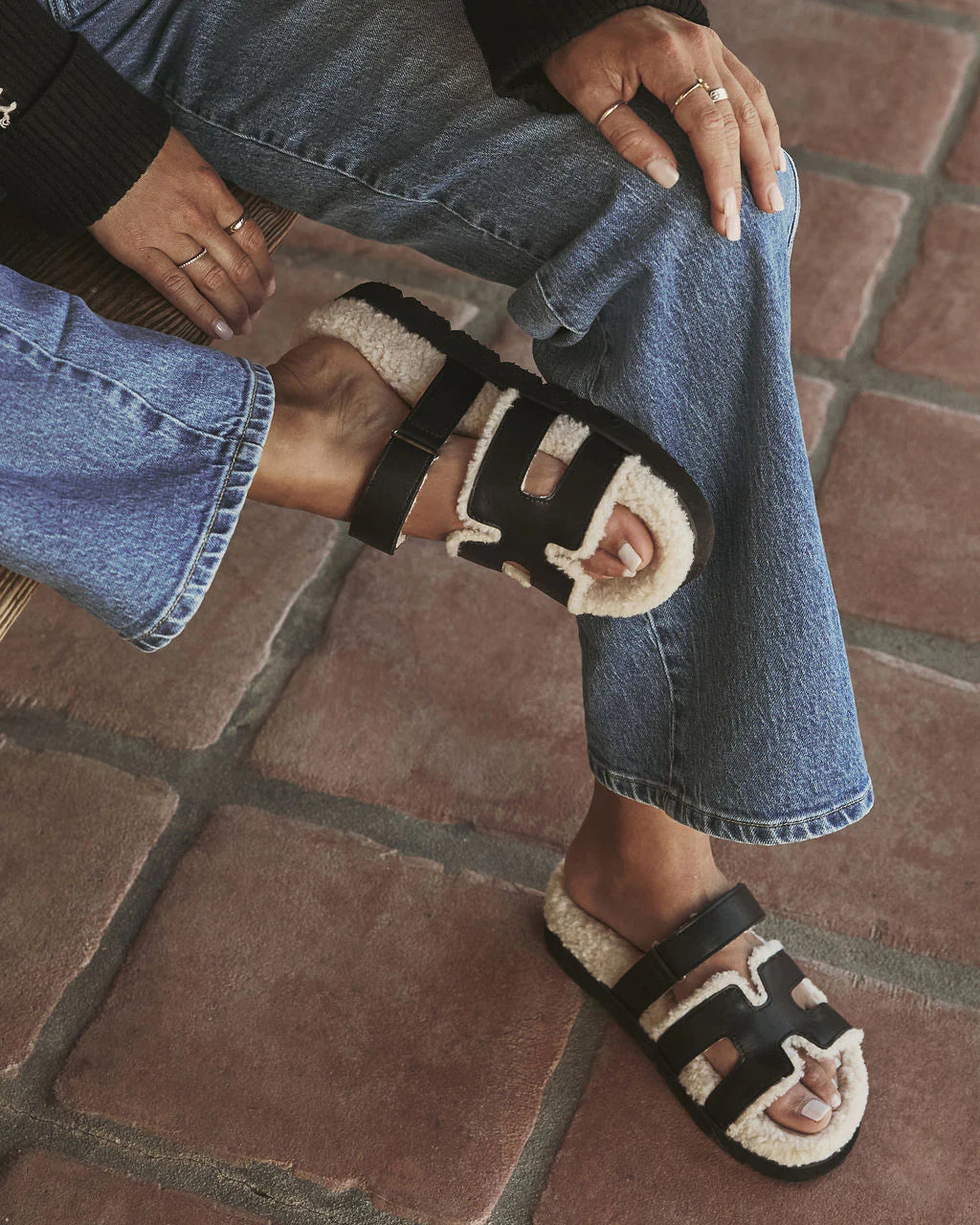 Adelene Sherpa Lined H-Strap Sandal