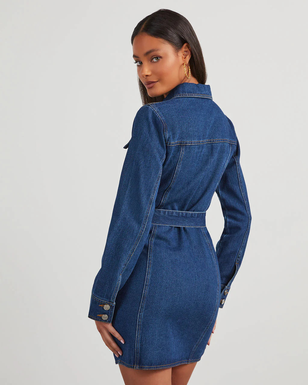 Joannie Denim Tie Waist Mini Dress