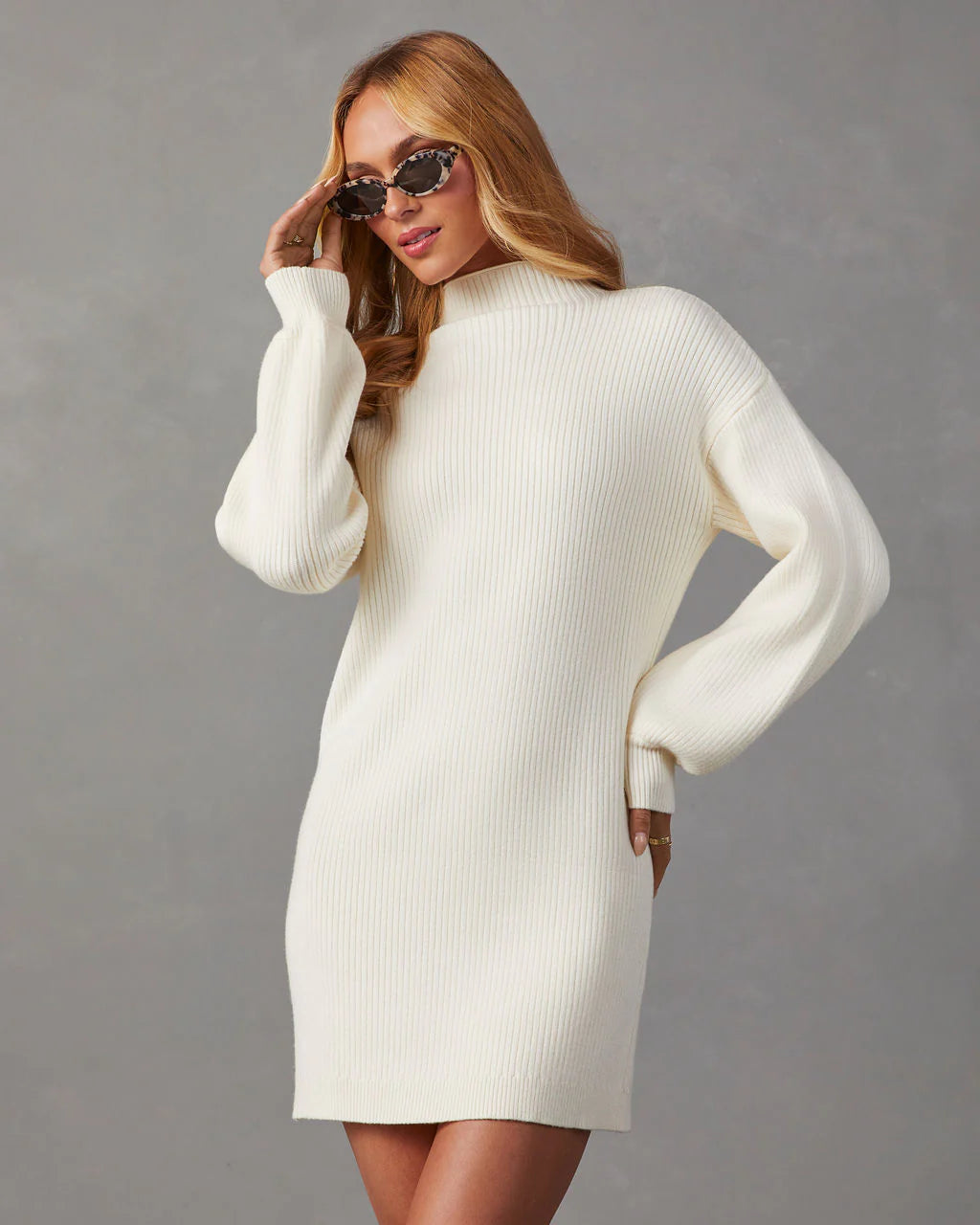 Anastasia Mock Neck Knit Sweater Dress