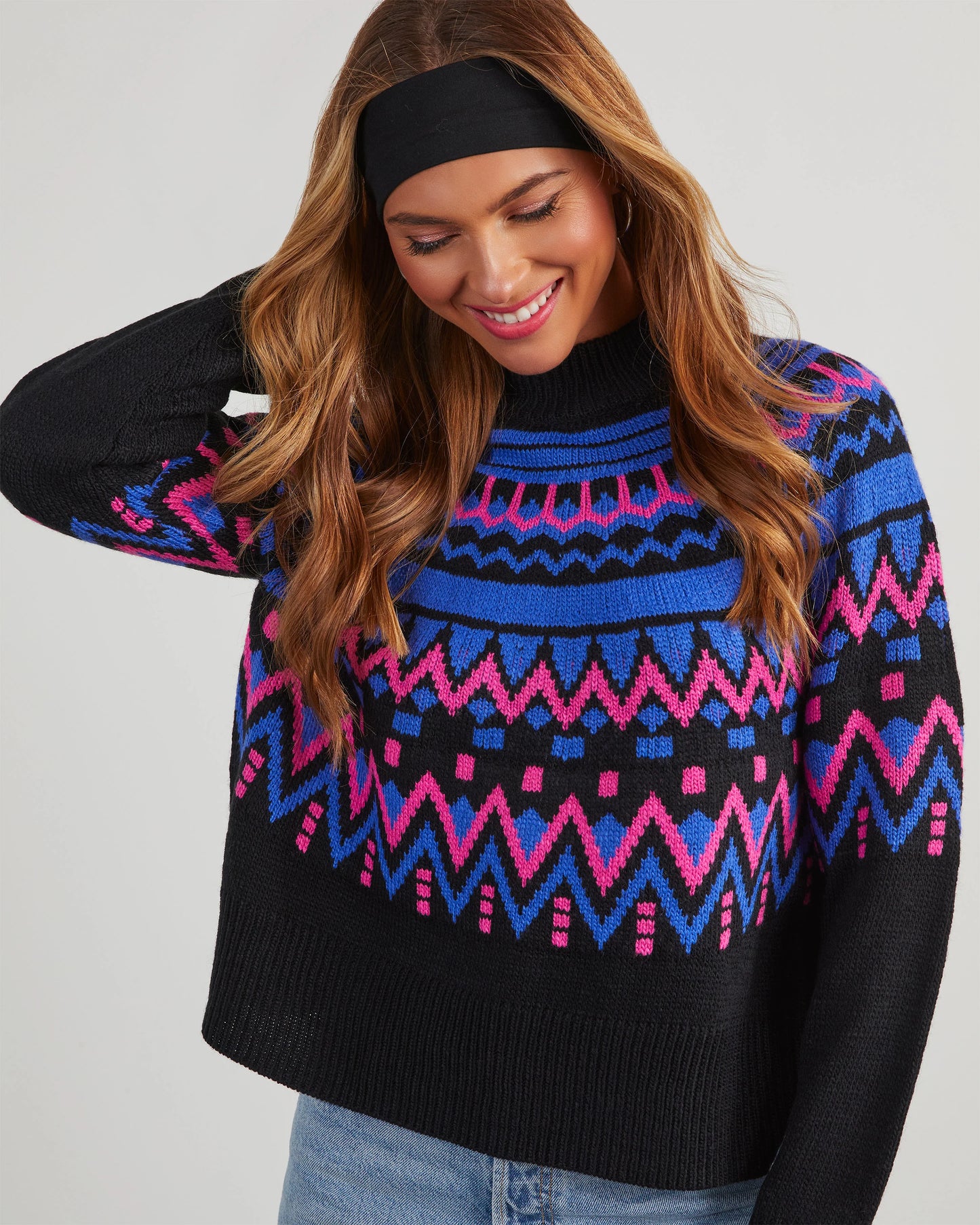 Alpine Fair Isle Mock Neck Sweater