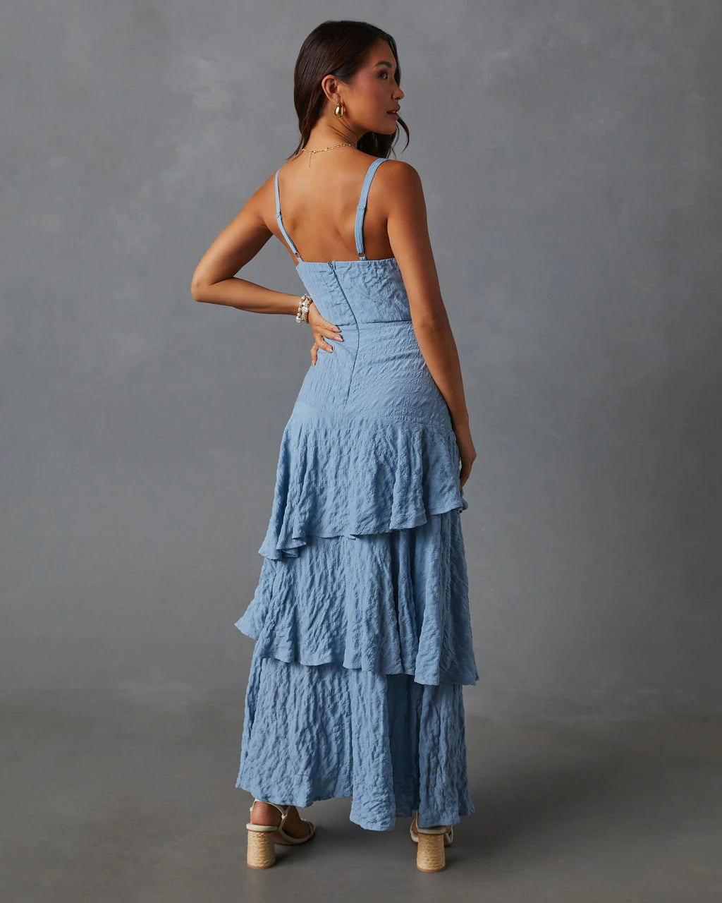 Elora Tiered And Textured Maxi Dress