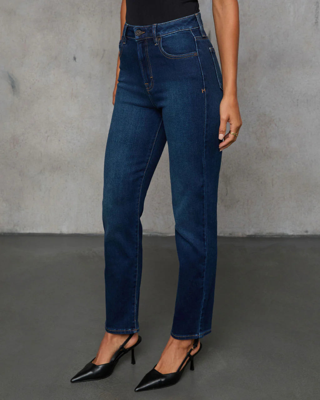 Ashley Cropped High Rise Straight Leg Jeans