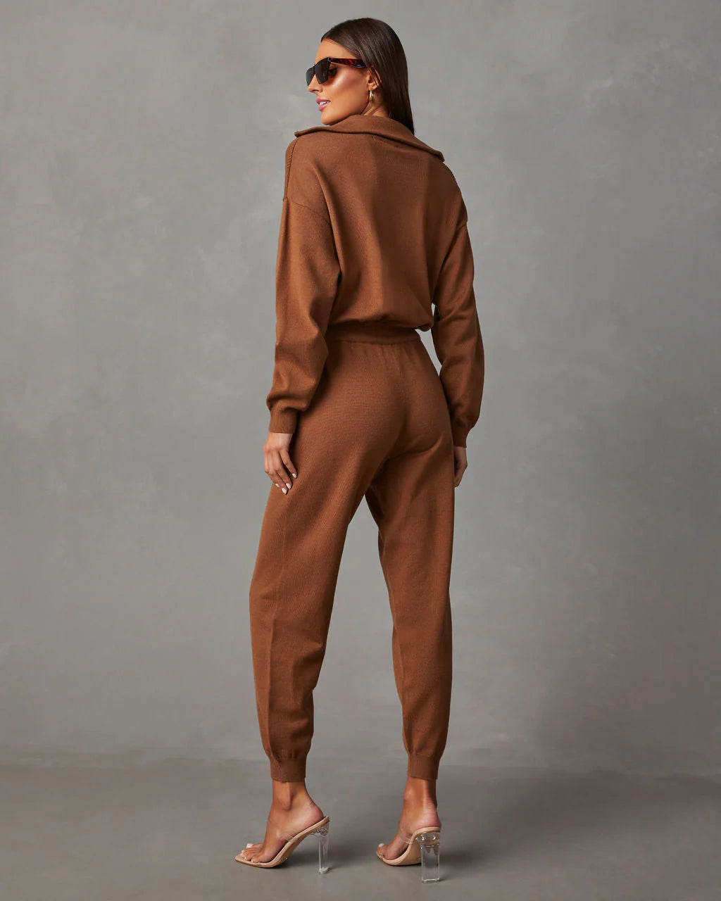 Ryker Pocketed Half Zip Knit Jumpsuit