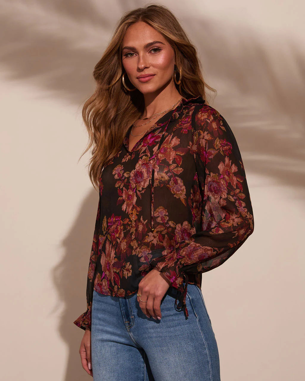 Roslynn Floral Necktie Blouse