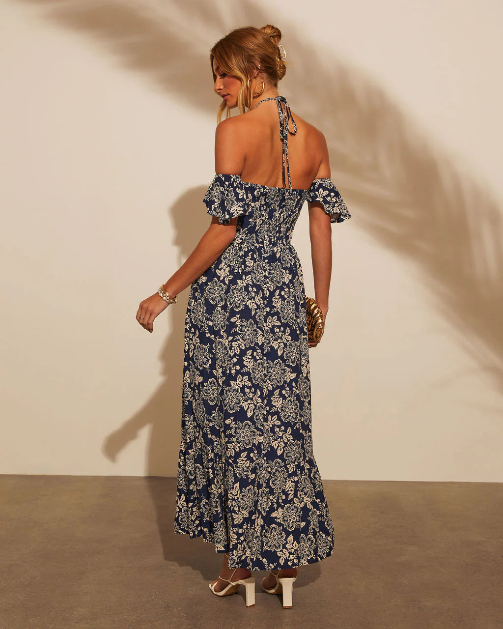 Acacia Off The Shoulder Halter Maxi Dress