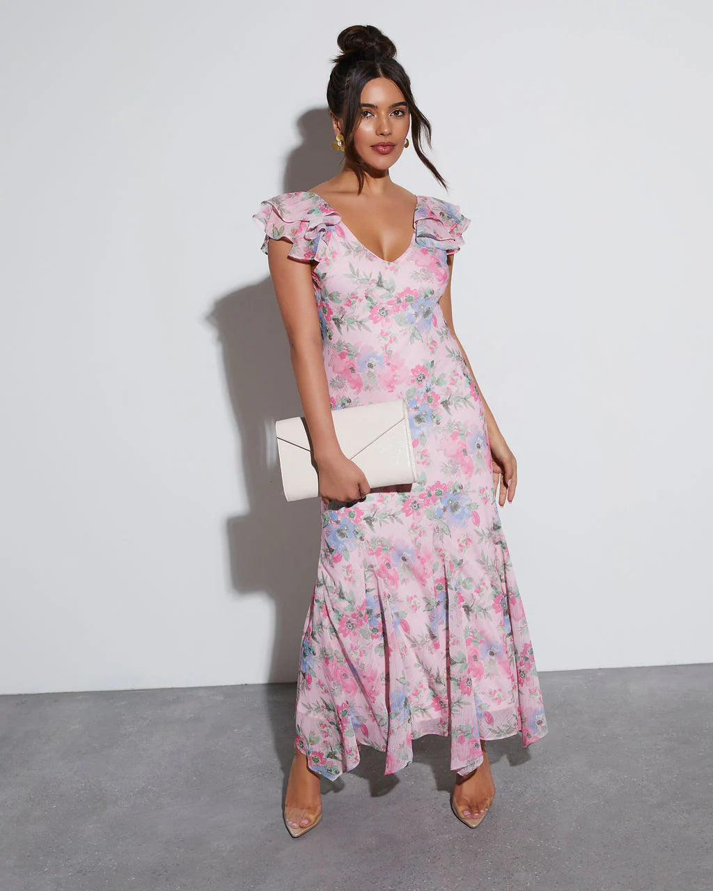 Orchard Floral Ruffle Sleeve Maxi Dress