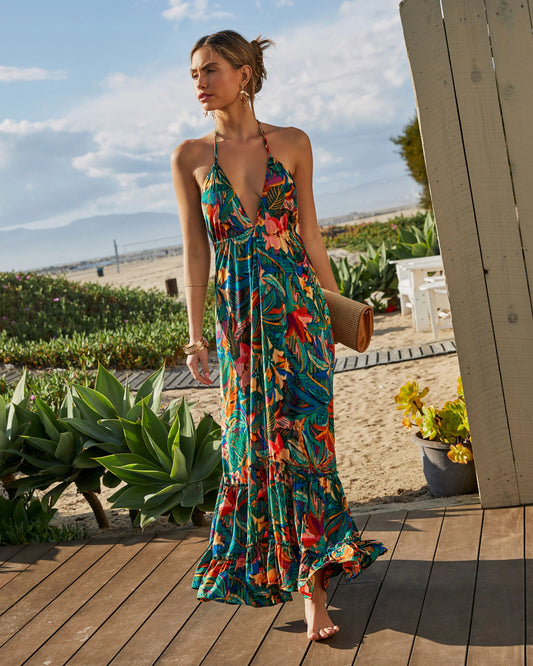 Ophira Tropical Print Maxi Dress