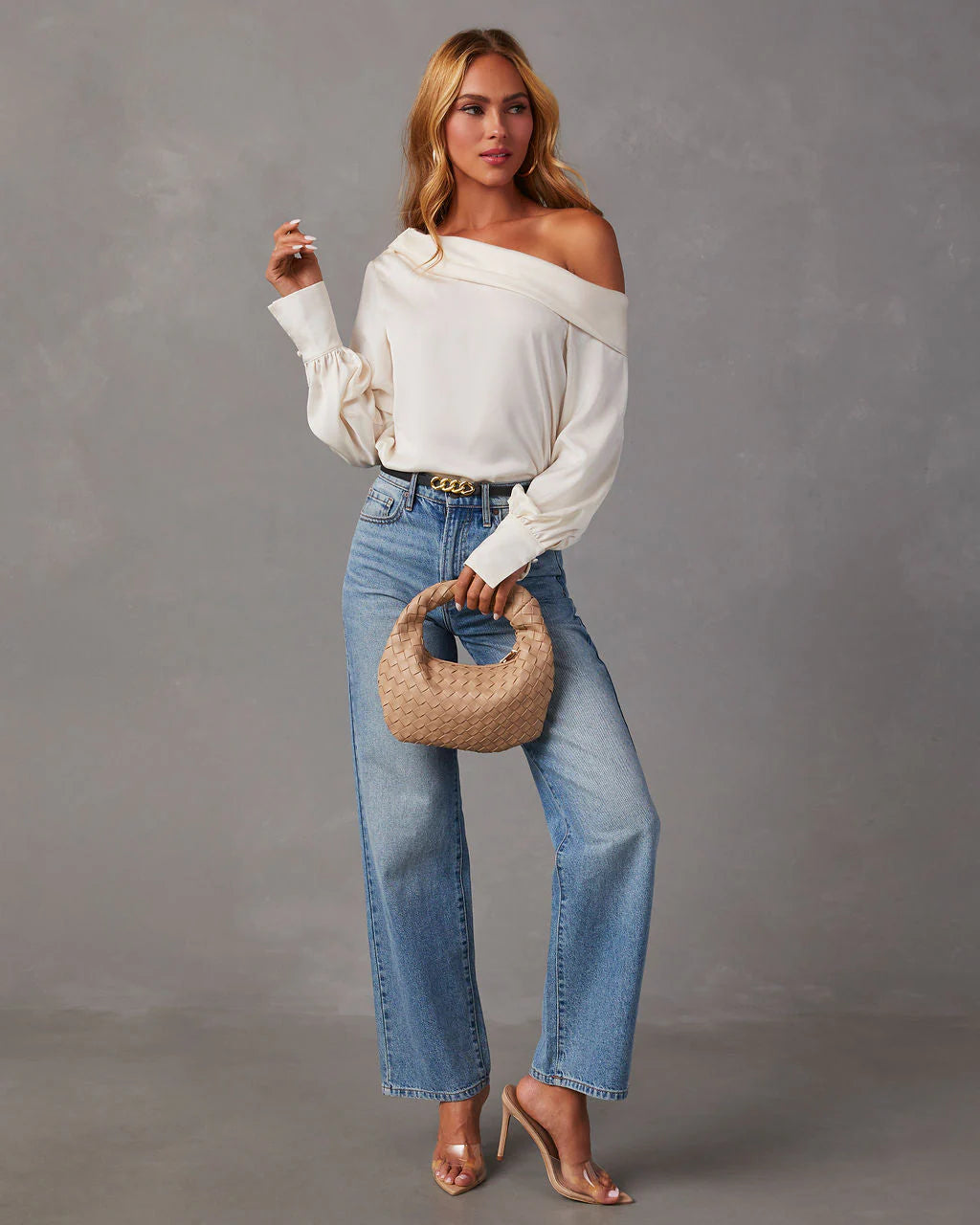 Runway Girl Satin Off Shoulder Top