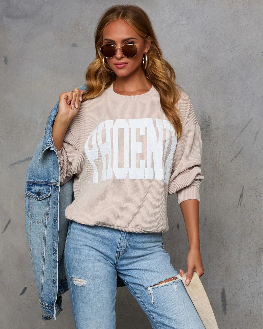 Home Town Rep Ribbed Oversized Sweatshirt