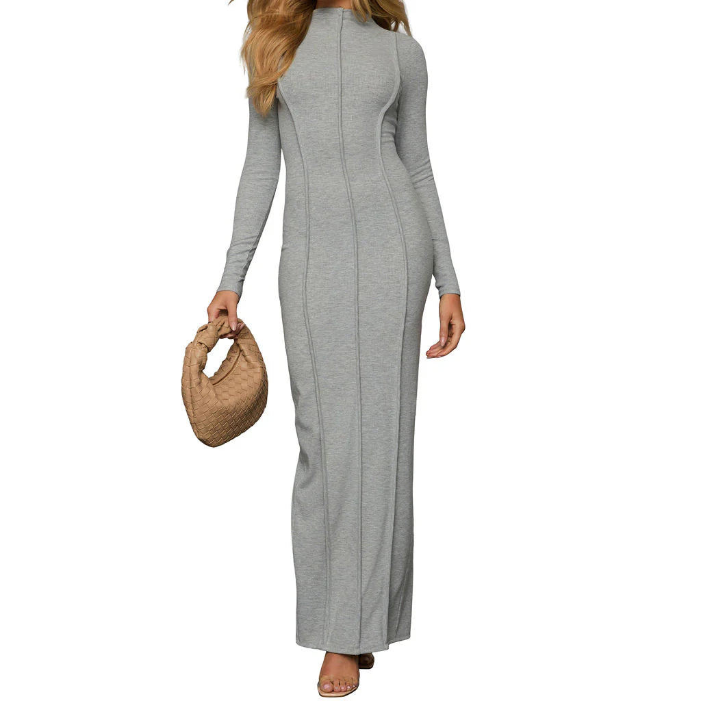 Kaylen Piping Long Sleeve Maxi Dress