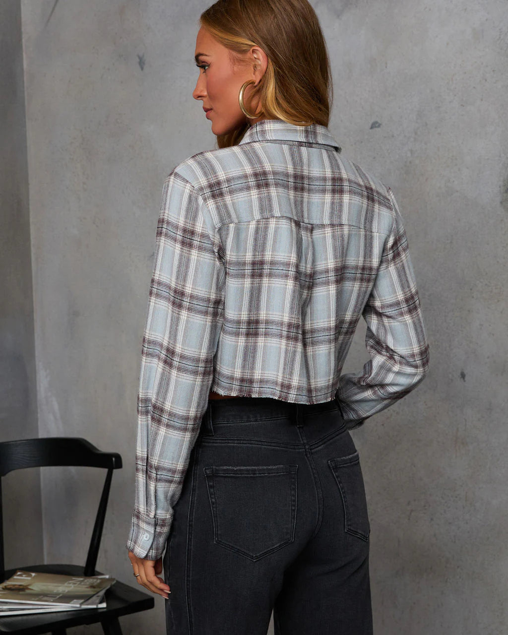 Amber Embers Plaid Button Down Top