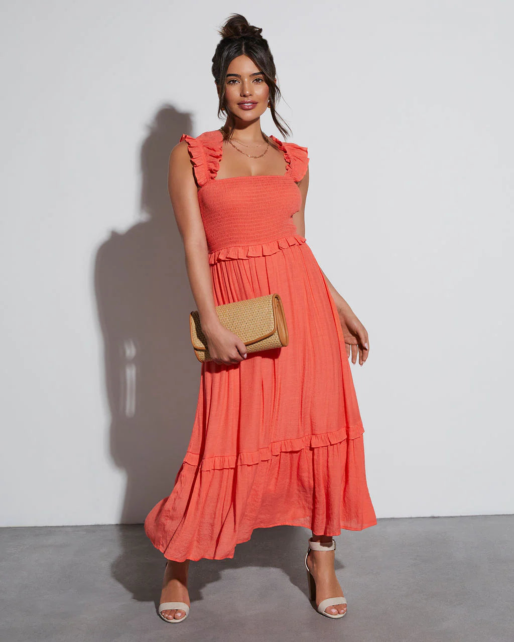 Feminine Frills Smocked Maxi Dress