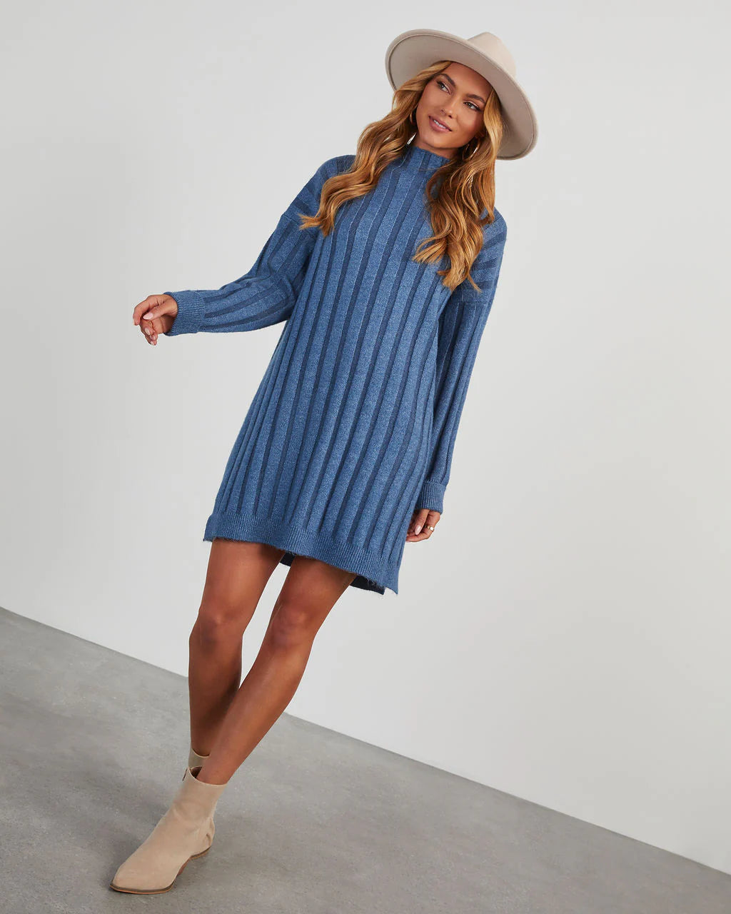 Averie Mock Neck Mini Sweater Dress