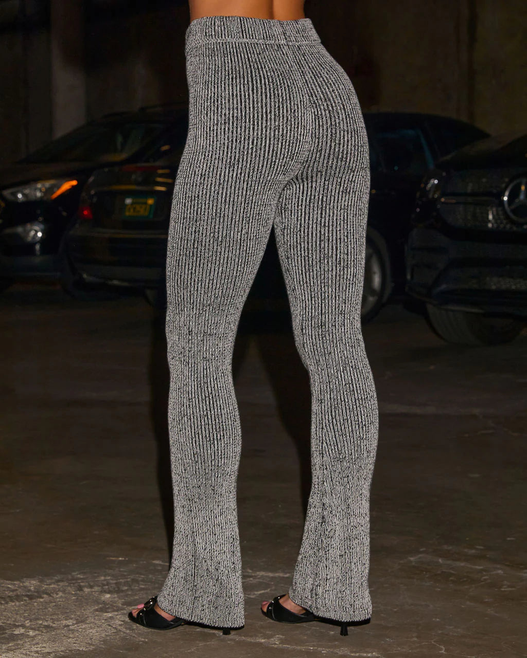 Right On Cue High Rise Flare Ribbed Knit Pant