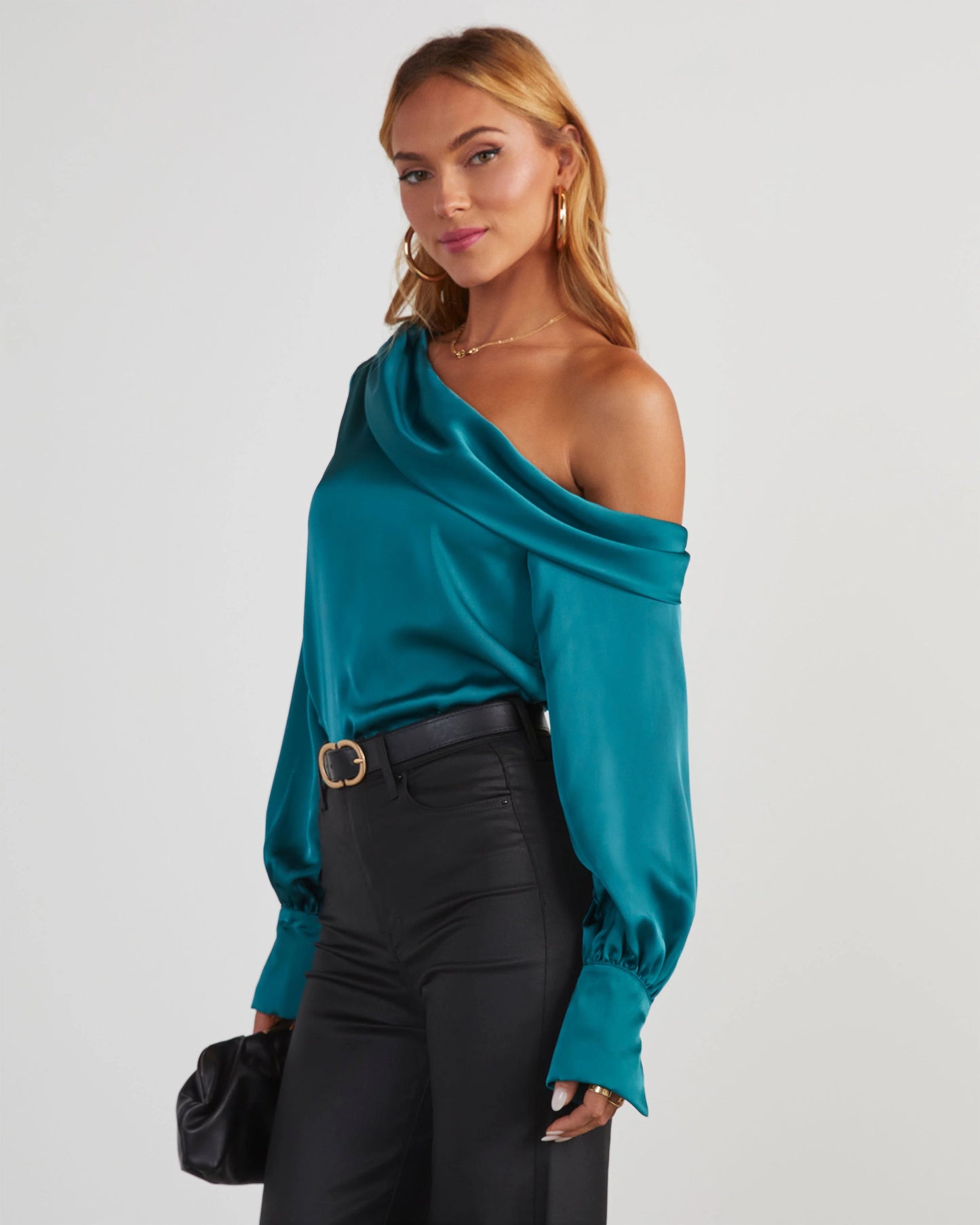 Runway Girl Satin Off Shoulder Top